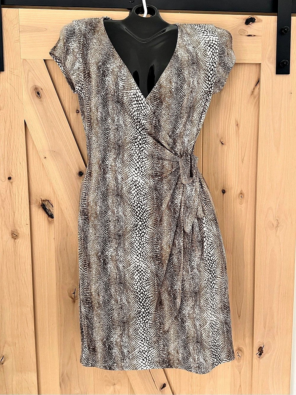 purple rain Animal Print Skank Skin Wrap Mini Dress in Brown & White